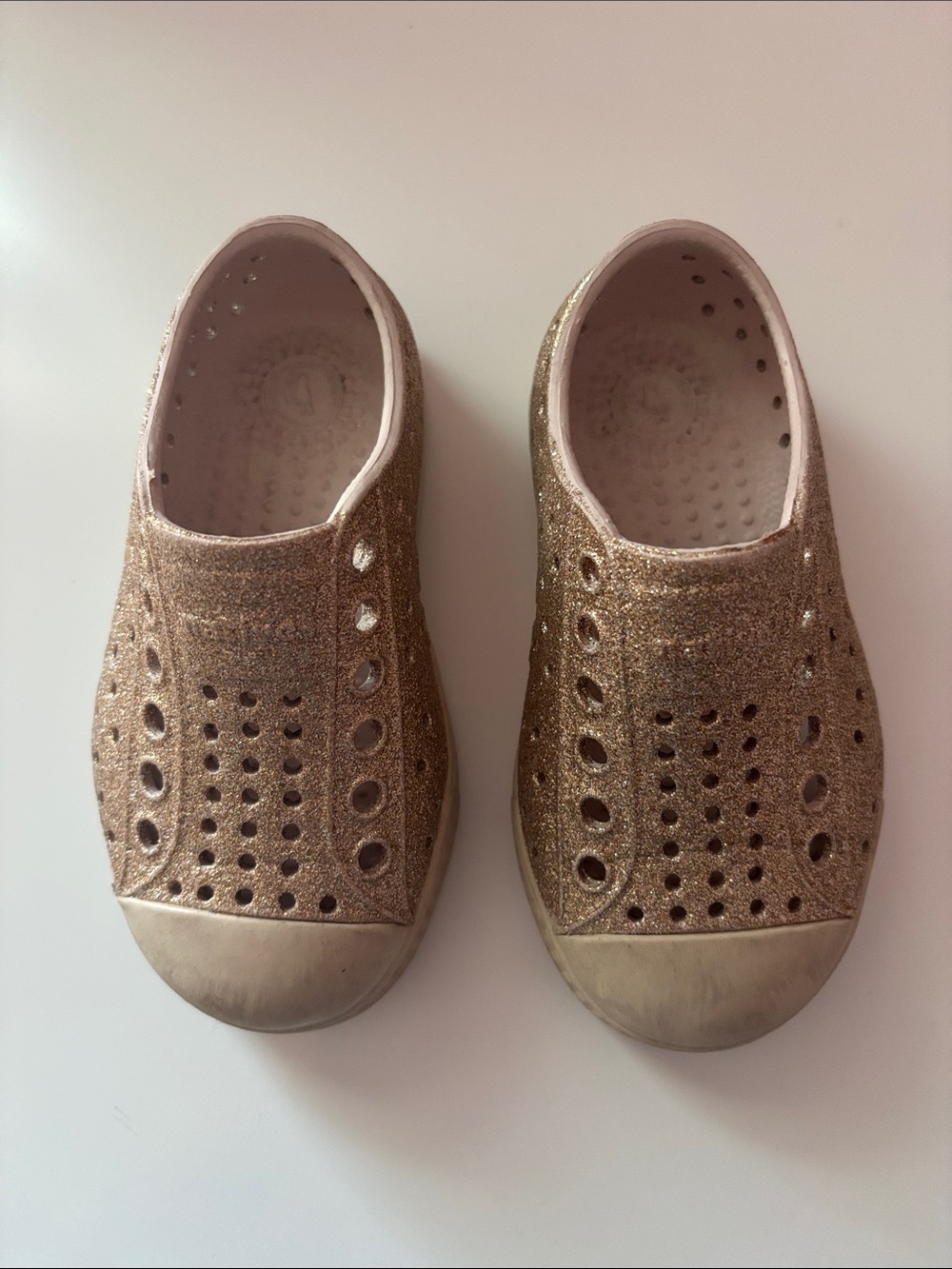 Kids Glitter Slip-On Shoes - Gold